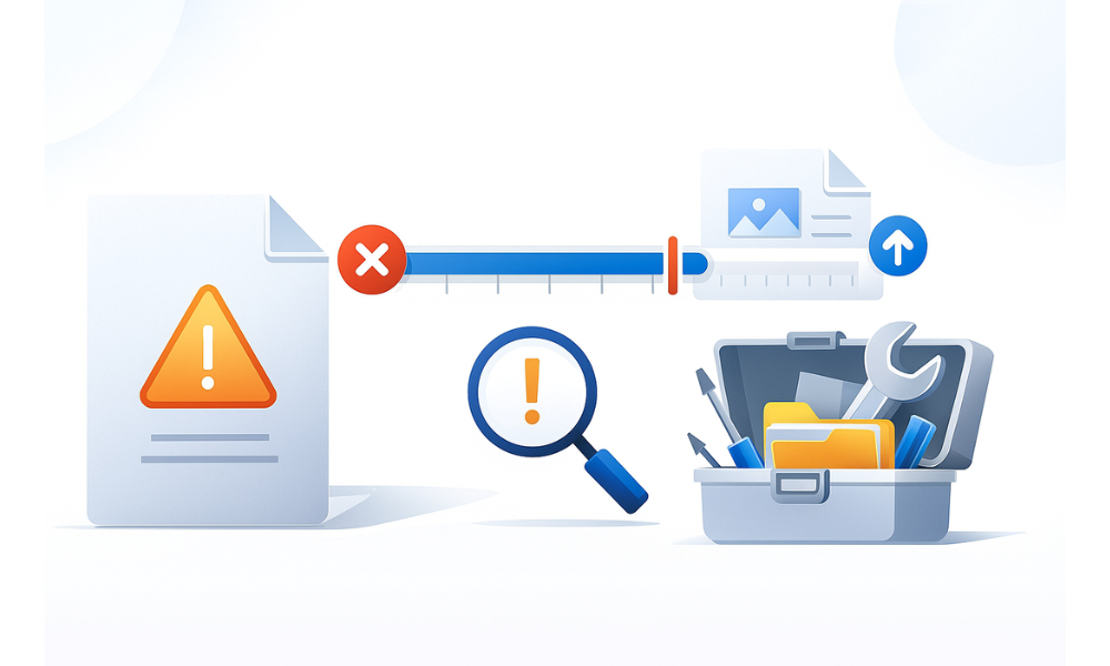 An illustration of common issues and troubleshooting related to file size limits.