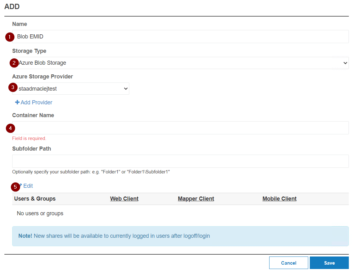 azure blob add to share