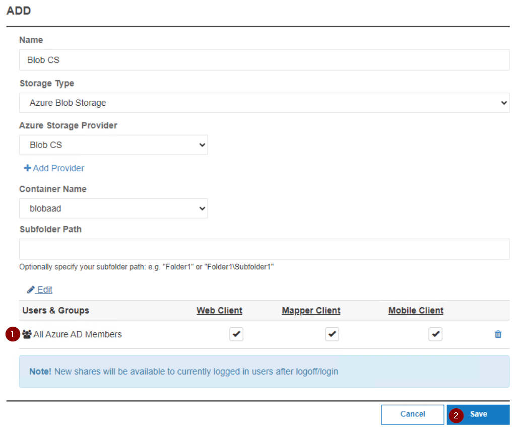 azure blob connection string save share