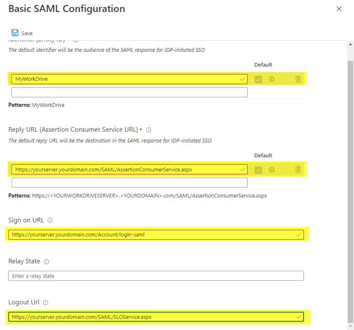 SAML Single Sign On Configuration - Azure AD - MyWorkDrive