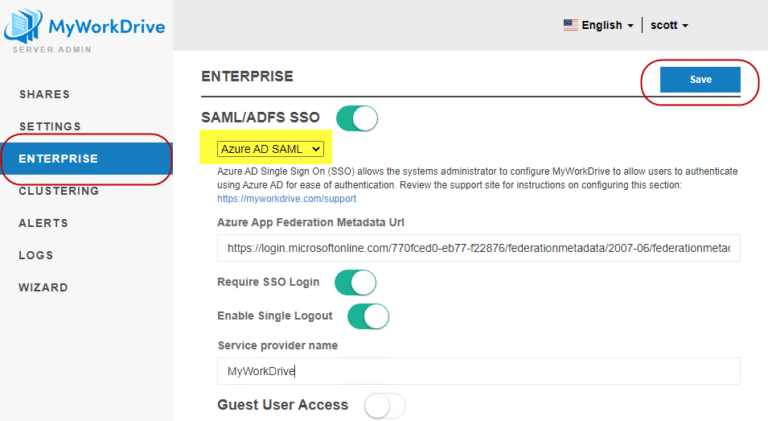 SAML Single Sign On Configuration - Azure AD - MyWorkDrive