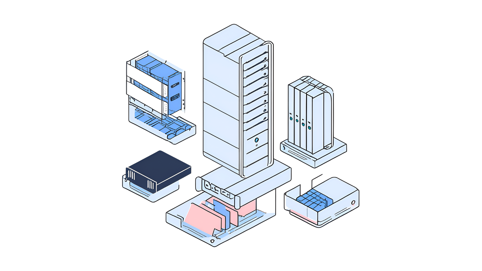 Graphic depicting the concept of different storage options 