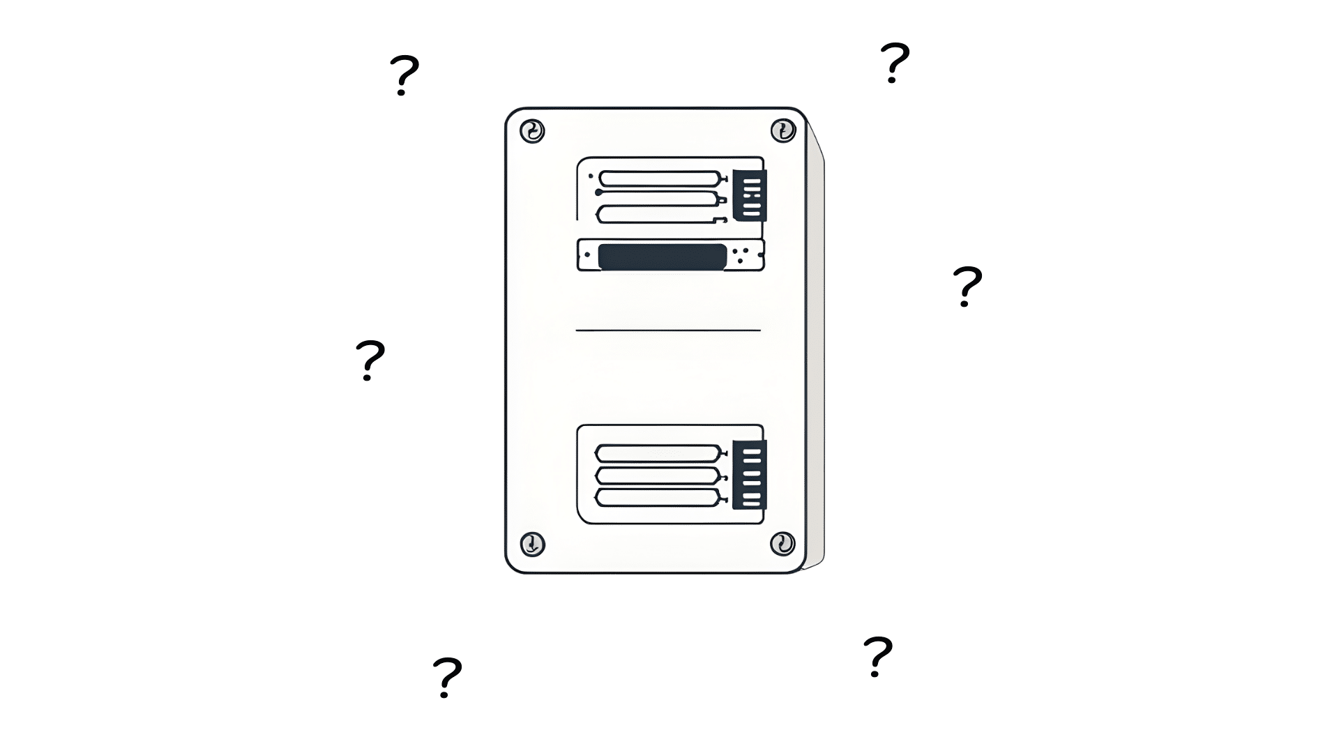 HDD with question marks surrounding it